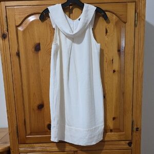 Adrienne Vittadini 100% Silk Cream Sheath Mini Dress Cowl Neck Sleeveless